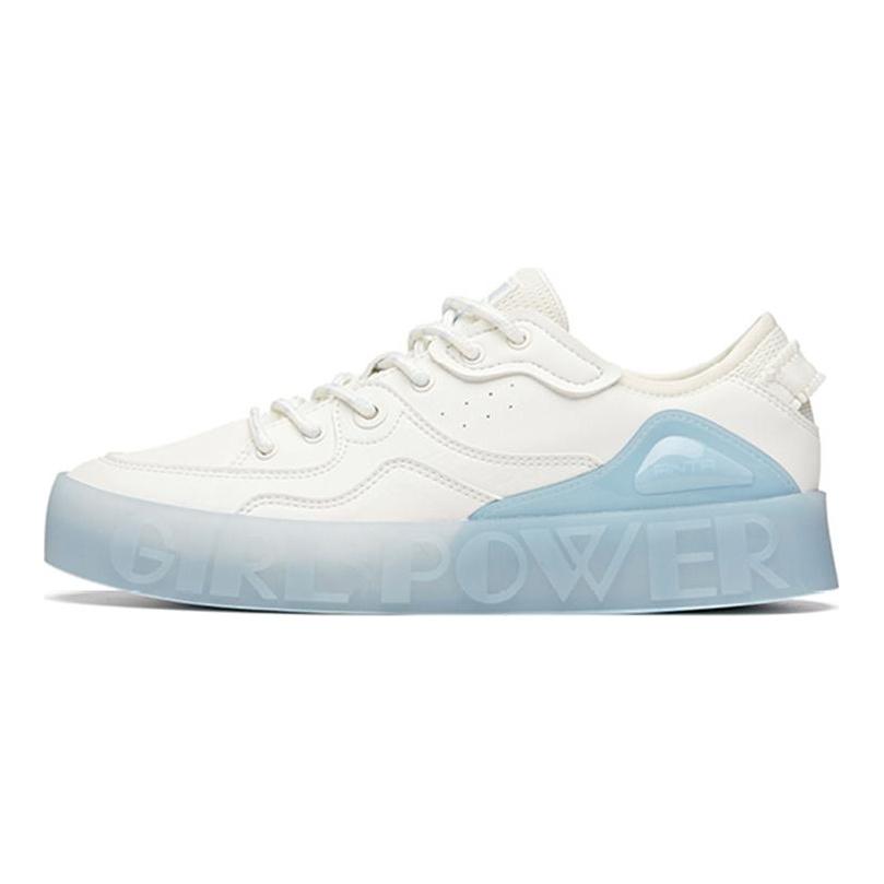 Anta Life Collection Slip Resistant Abrasion Resistant Low Top Skateboard Shoes Women's White Lake Blue 122038042-2