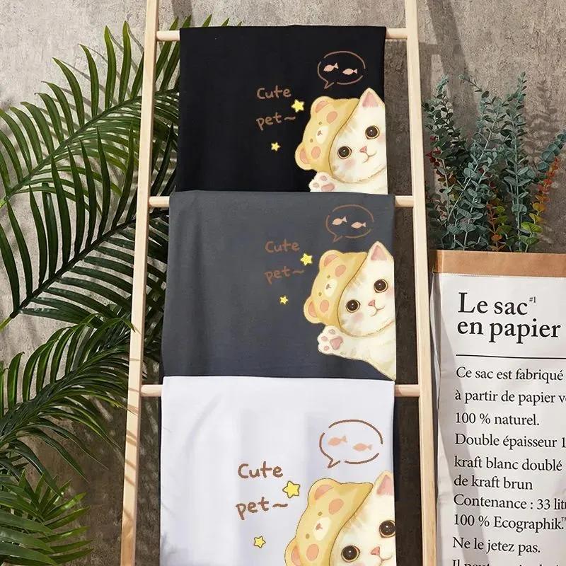 T-shirt Women Casual Large Size Loose Round Neck Printed Pullover Short-sleeved Tops