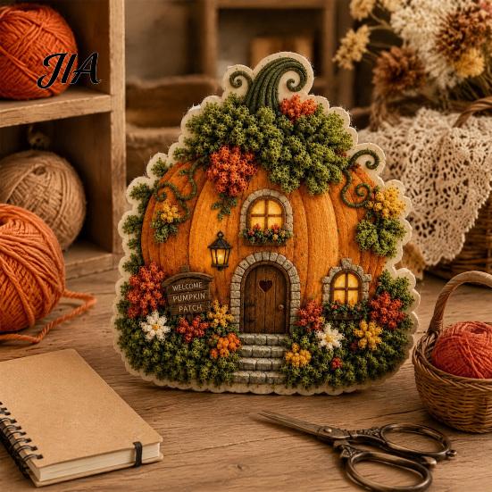 Stress Relief Creative Leisure 3D House Theme Fabric Punch Needle Kit for Beginners & Adults, Complete DIY Retro Aesthetic Room Decor Embroidery Kit,