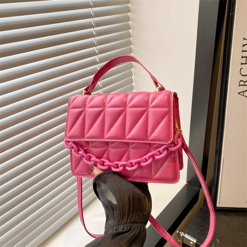 Simple Design Retro Portable Small Square Bag Women's Bag Summer New Chain Solid Color Shoulder Messenger Bag