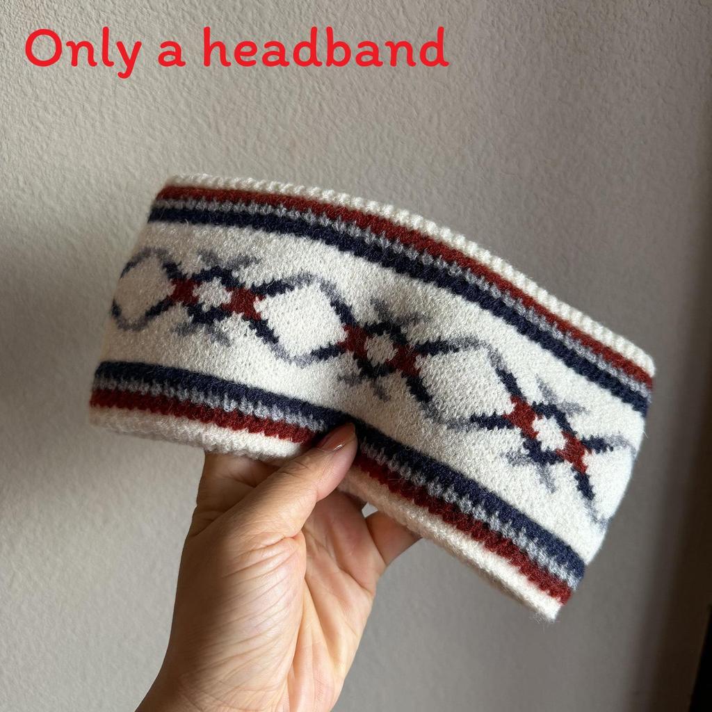 

Winter Knit Headband With Ethnic Style Jacquard Design For Unisex Fashion And Outdoor Activities бежевий