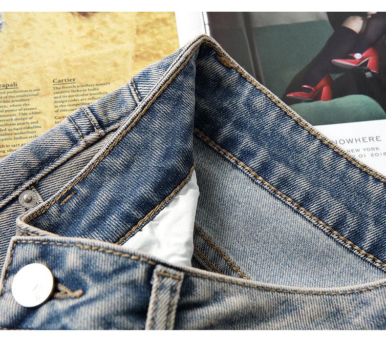 Women's High-Waist Embroidered Straight-Leg Jeans - Floral Ethnic Style for Spring & Autumn