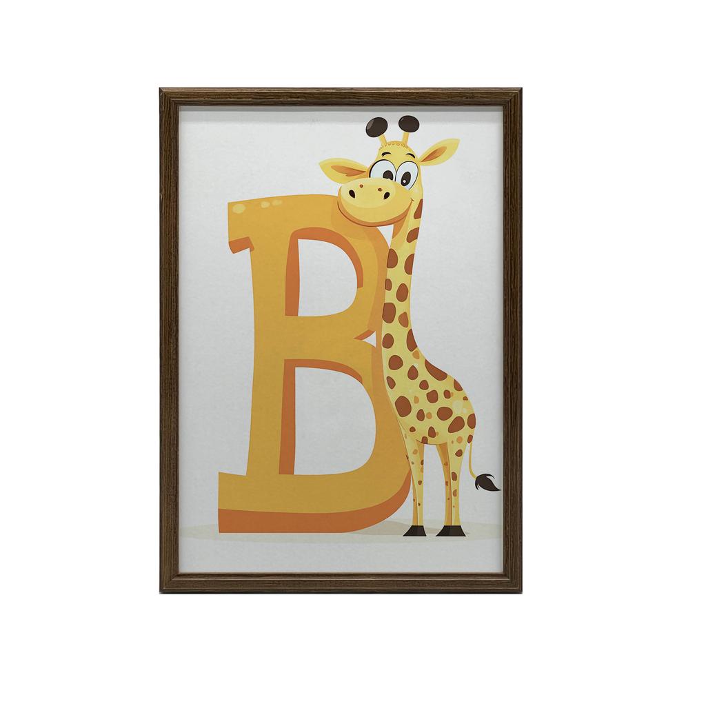 Plakat Śmiejąca Się Żyrafa Przy Literze B Plakat Śmiejąca Się Żyrafa Przy Literze B, 30X40 Cm, Bez Ramy, Papier Matowy 230 Gsm