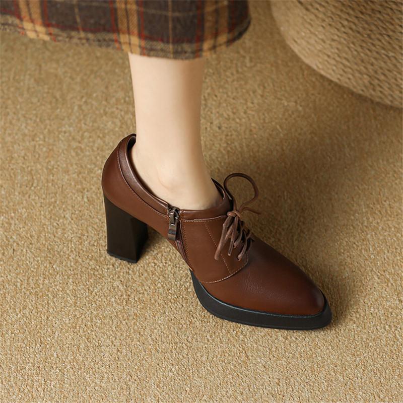 Fashion New Spring Genuine Leather Women Shoes Pointed Toe Women Pumps Shoes for Women High Heels Zapatos Mujer Loafers Ladies Shoes