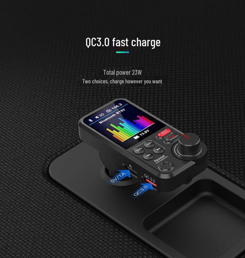 BT93 Bluetooth Car Charger with QC3.0, Hands-free Calling, MP3 Player, Card Slot, HiFi Lossless Audio
