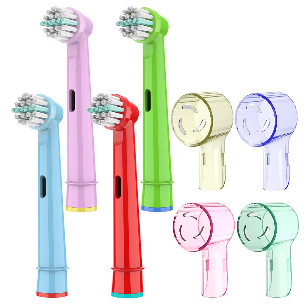 

4 Replacement Brush Heads with 4 Toothbrush Head Dustproof Covers Compatible with Oral B Electric Toothbrushes, for Pro 1000 100