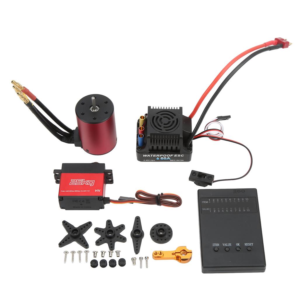4300KV RC Brushless Motor 60A ESC Programming Card Kit Universal for 18 110 Remote Control Car