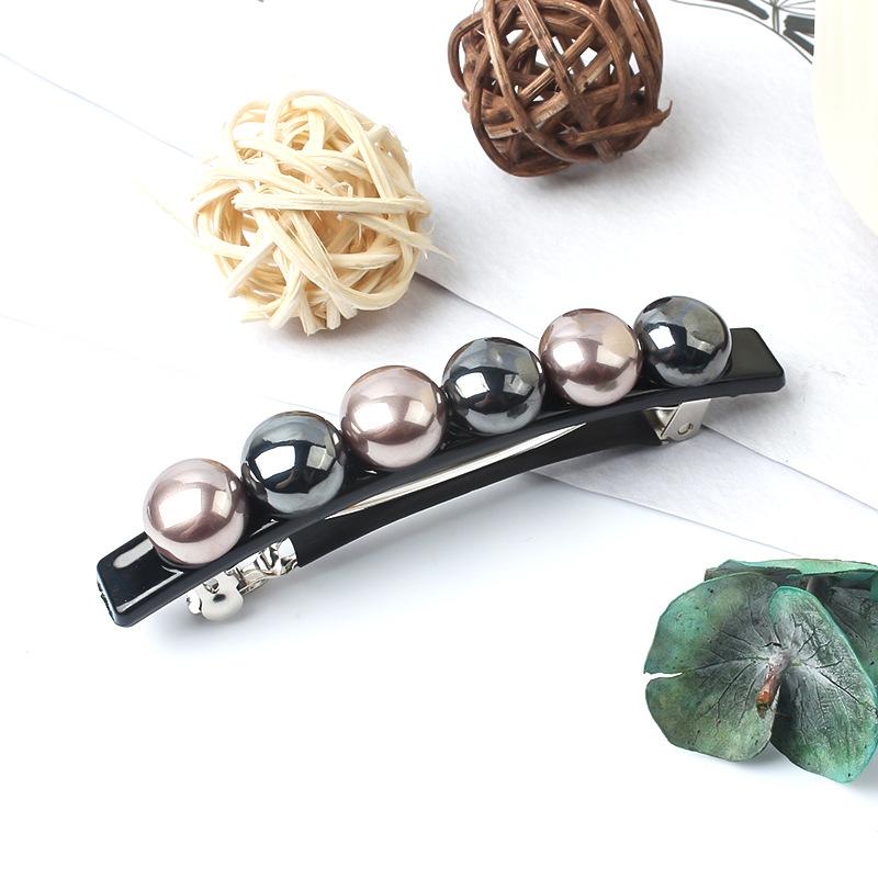 Fashion Korean style imitation pearl hairpin spring clip ladies personality wild one word hairpin headdress hair accessories new