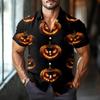 Men's Fashion Casual Loose Halloween Printed Short Sleeve Shirt