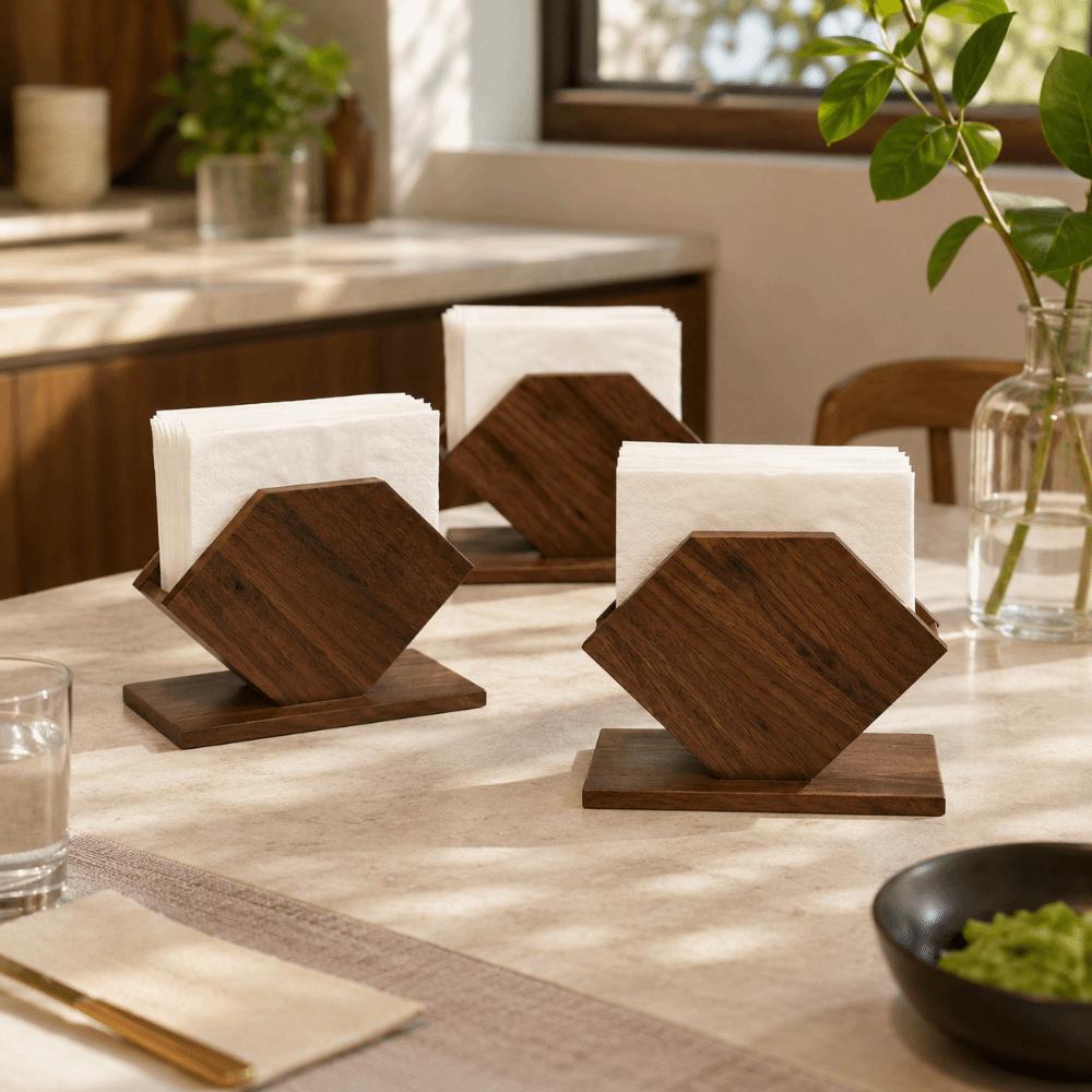 Wooden Napkin Holders No-slip Paper Towel Container Elegant Tissue Storage Rack Dining Tables