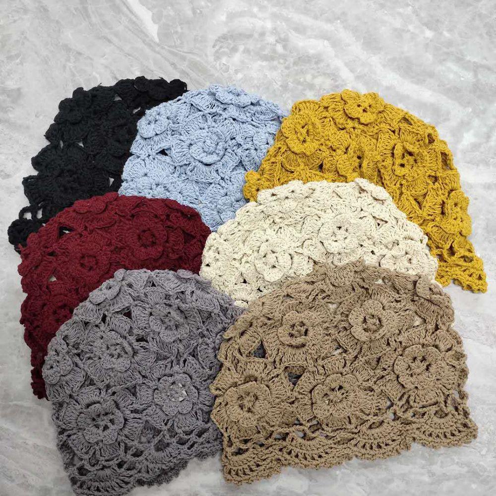 Matching Crochet Toe Cap Kerchief Hat Women Hat Korean Style Hat Woolen Weave Hand-Knitted Hat