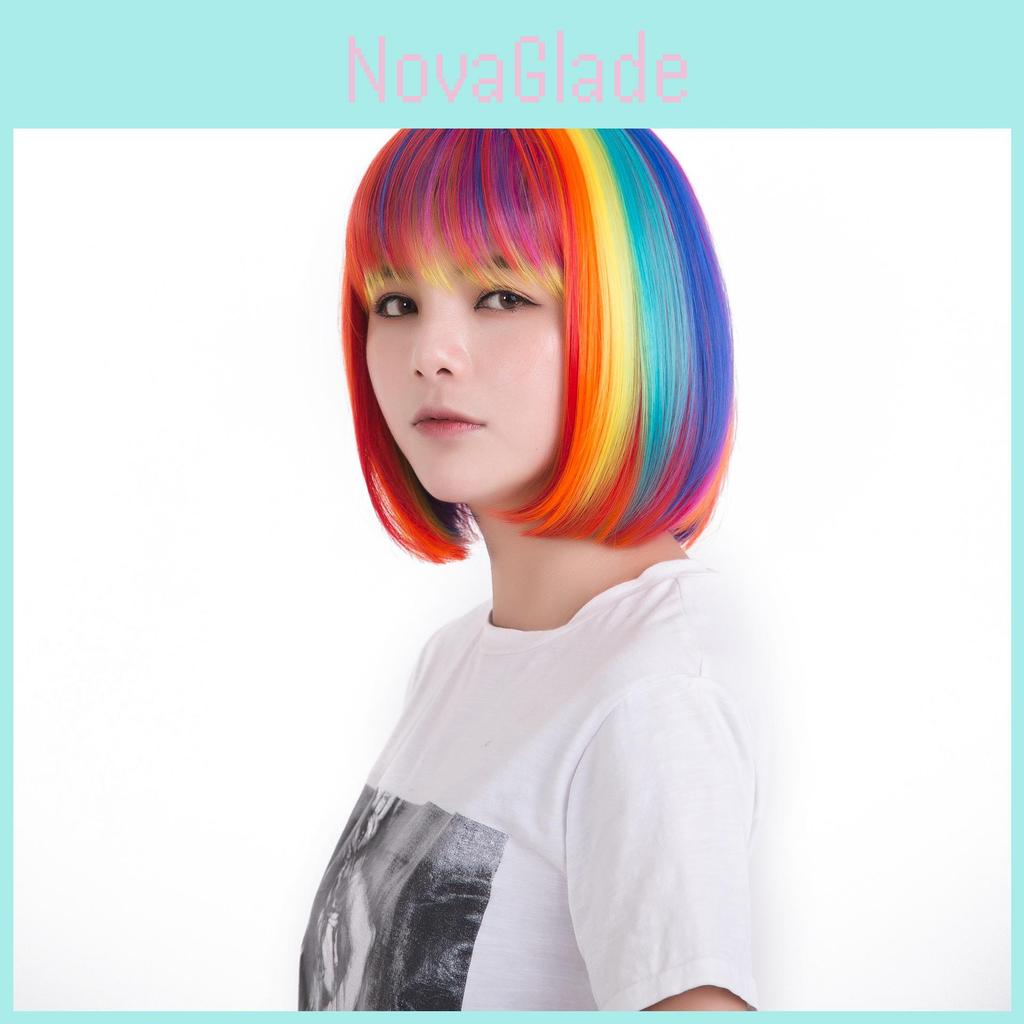 Cosplay Short Rainbow Wig For Women Party Fun