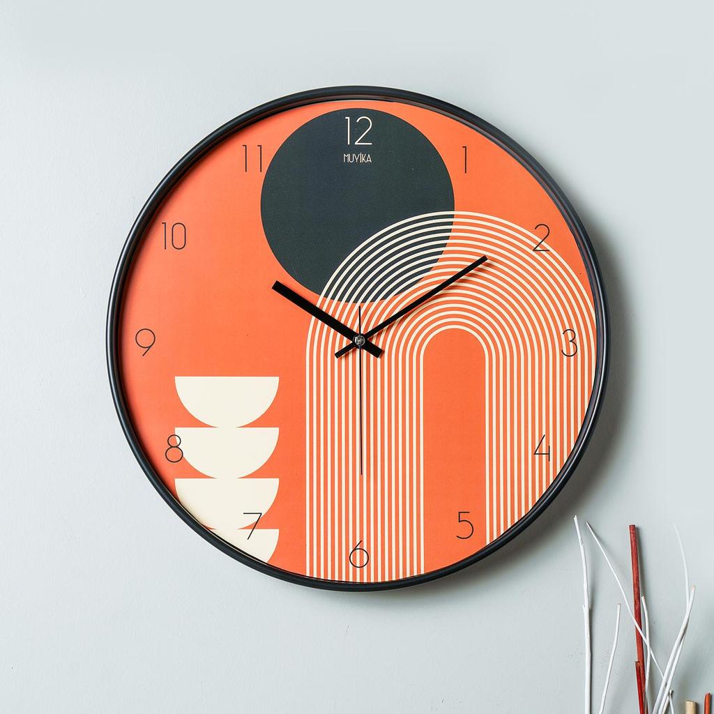 MUYIKA Pino Echtglas-Wanduhr mit geräuschlosem Mechanismus, 42 cm