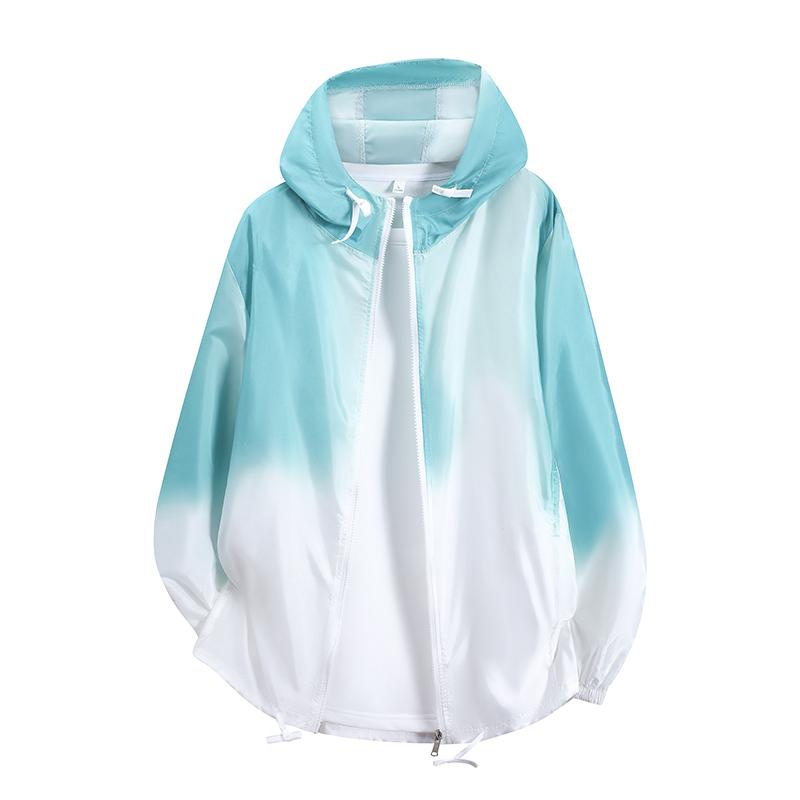 Loose Teens Gradient Color Couple Hooded Outdoor Sports Jacket
