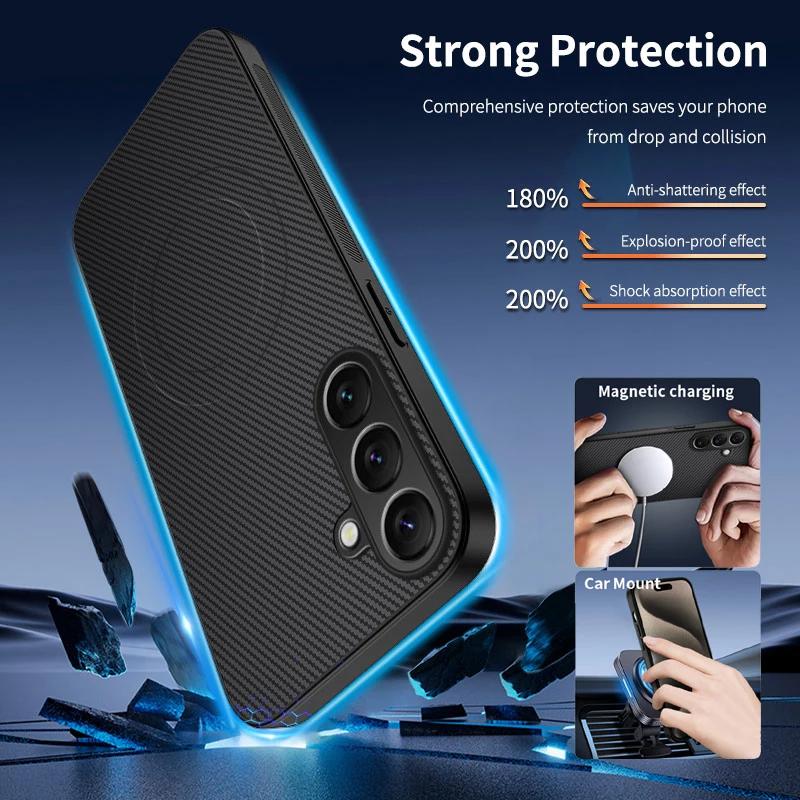 For Samsung Galaxy A17 A05s A16 A14 A07 A15 A25 A26 A06 4G 5G Phone Case Magnetic Wireless Charging Silicone Leather Cover Cases