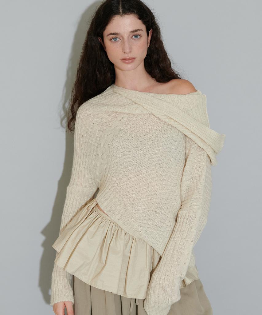 The Porta Layered Frill Wrap, Beige