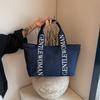 Niche canvas handbag tote bag letter print shoulder bag