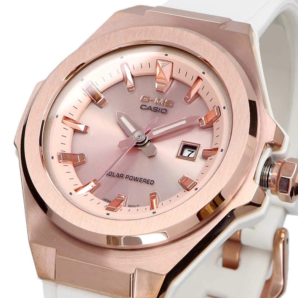 Casio Baby-G Women's Analog Metal Solar Watch, G-MS White/Rose Gold, MSG-S500G-7A2 [Parallel Import]