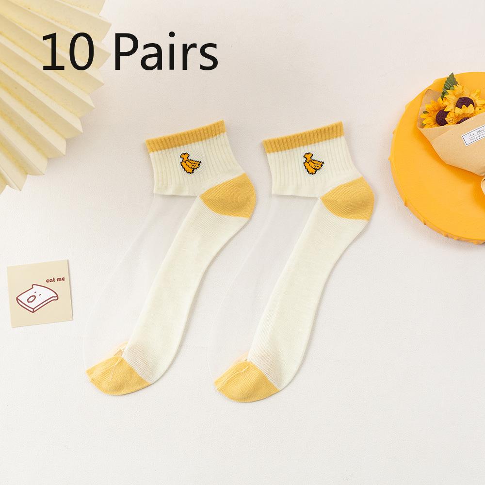 

10 пар женских тонких низких носков из сетки, дышащих, из хрустального шелка, для весны и лета 10 Pairs