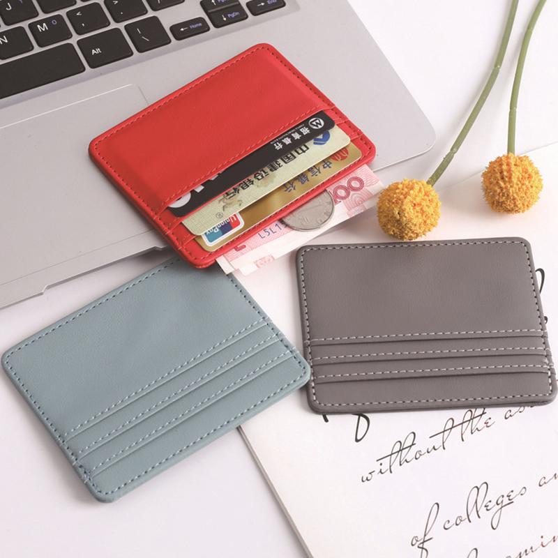 1Pc Pu Leather Id Card Holder Candy Color Bank Credit Card Box Multi Slot Slim Card Case Wallet Women Men Business Card Cover