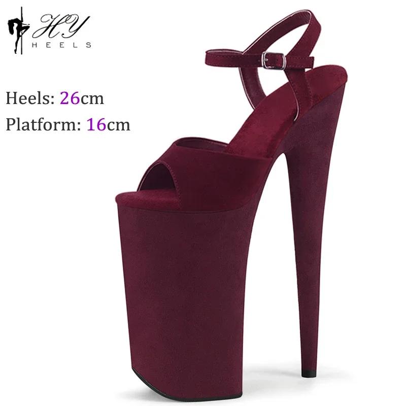 Fashion Nightclub 26cm Suede Pole Dance Shoes Women Cosplay Model Catwalk Waterproof Platform Stripper High Heels Sandals Plus Size 43