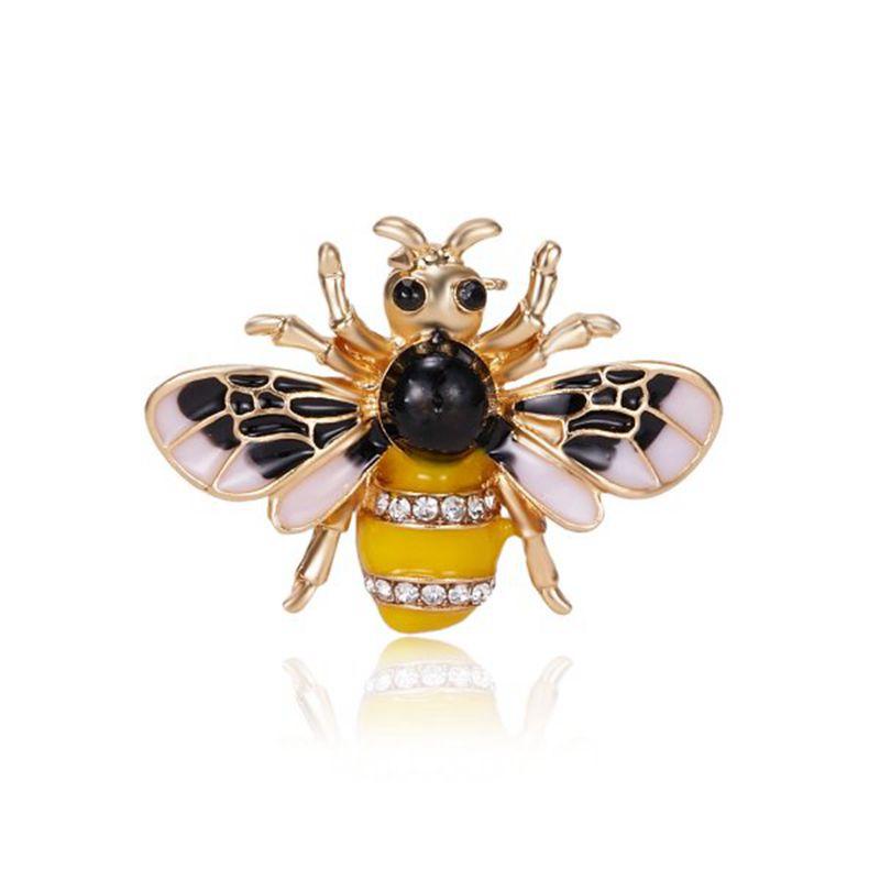 Vintage Fashion Bee Insect Brooch Colorful Enamel Crystal Rhinestone Animal Brooch For Women Men Statement Jewelry