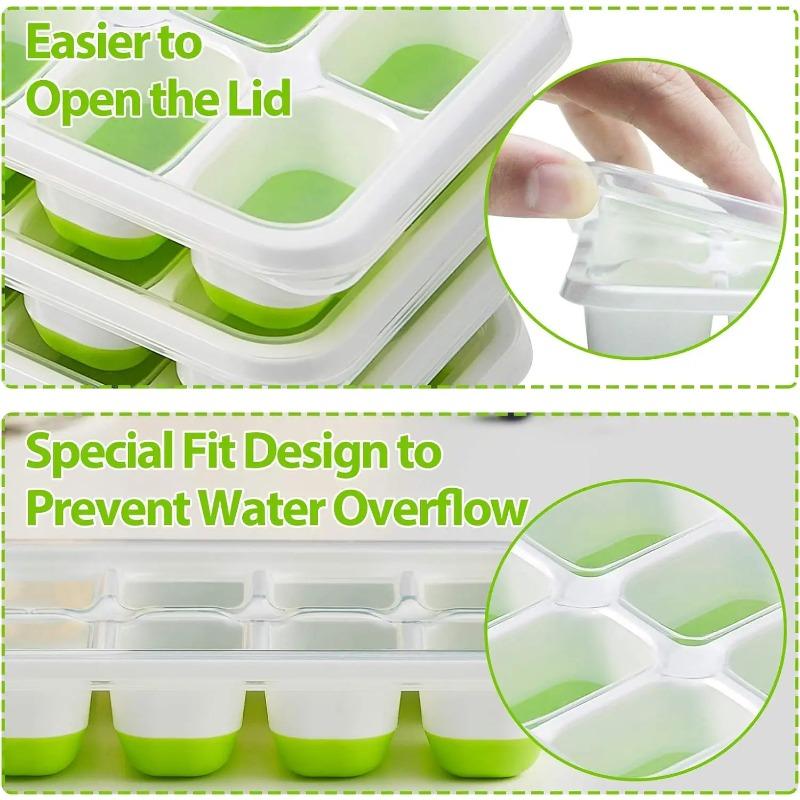 Ice Cube Tray Silicone Mold with Cover Square 14-cube Easy Release Ice Cube Molds Summer Kitchen Bar DIY Iced Drink Maker Tools