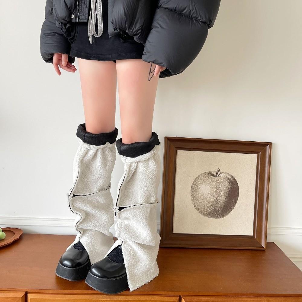 Thickened Foot Cover Turn-down Collar Design Boots Cover Y2K Suede Leg Warmers Fall Winter