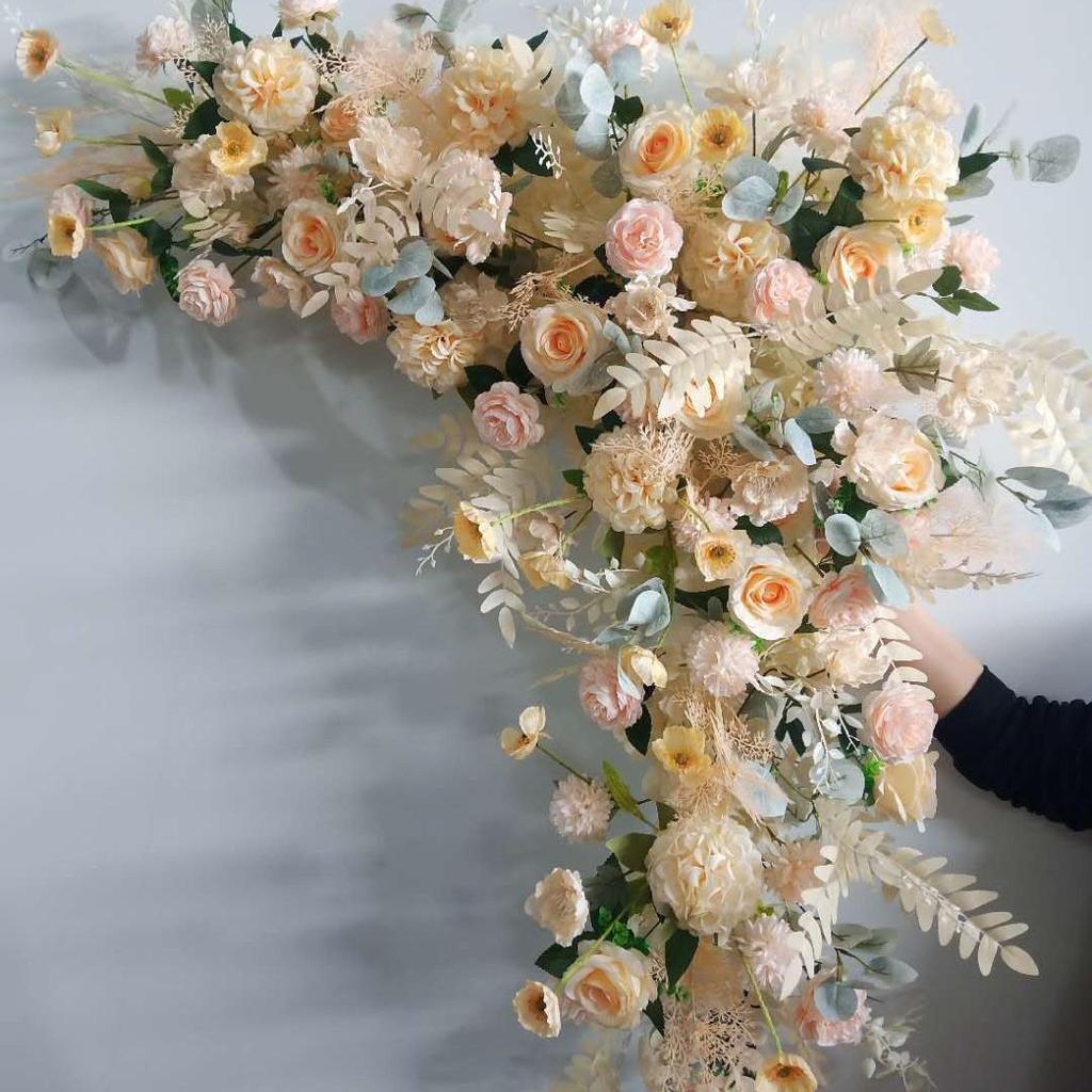 Triangular Silk Flower Wedding Arch Arrangement for Reception Background