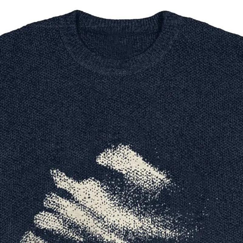 Y2K European and American Style Round Neck Figure Knitted Warm Sweater Black Street Men and Women Autumn and Winter