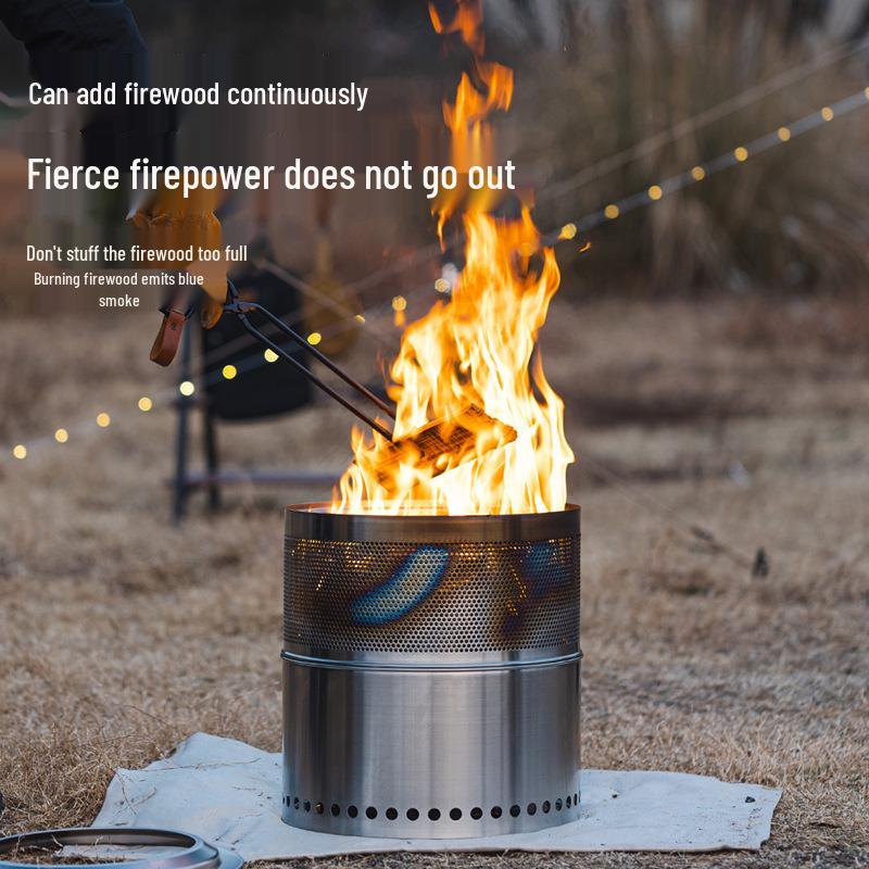 Stainless Steel Foldable Outdoor Wood Stove - High Temperature Resistant, Durable Camping Barbecue Oven