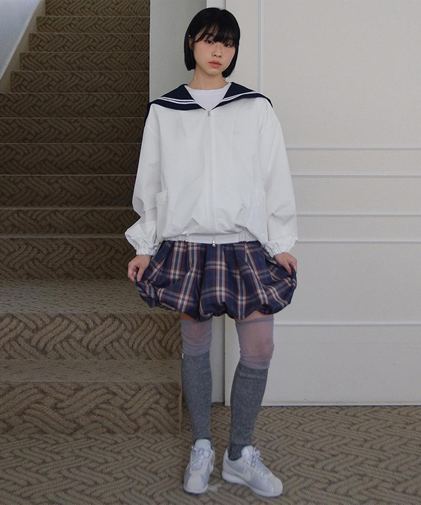 Kikobe Check Balloon Midi Skirt_Blue