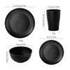 Wheatstraw Dinnerware Set Camping Plates Cups and Bowls Set Sturdy Stackable Silverware Utensil for Indoor Travel Home Apartment