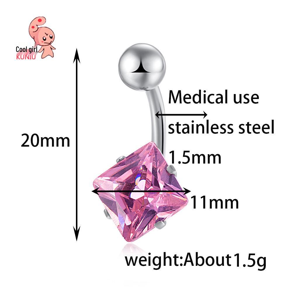 Rhombus Belly Button Ring - Fashionable Navel Jewelry with Unique Personality Design
