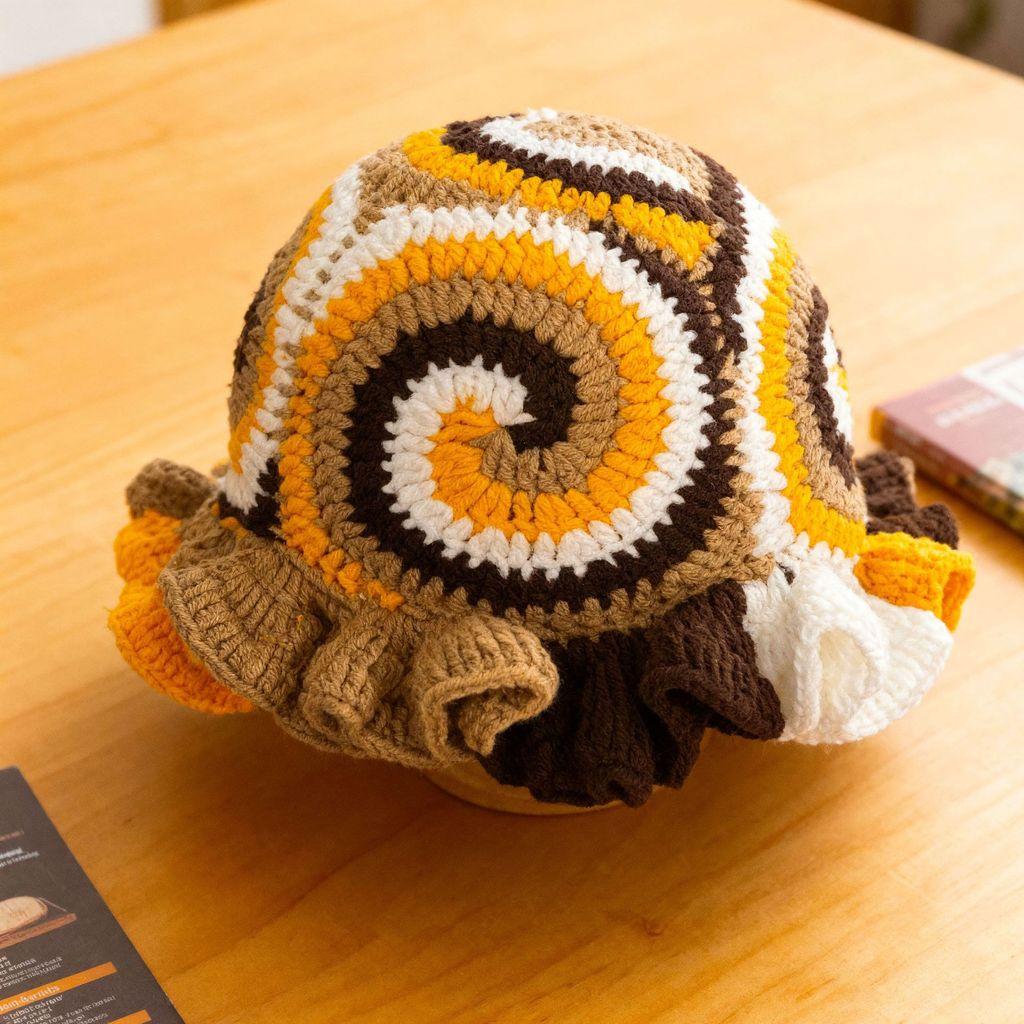Knitted Hat With Lotus Blossom Embroidery For Autumn Winter Girls And Women