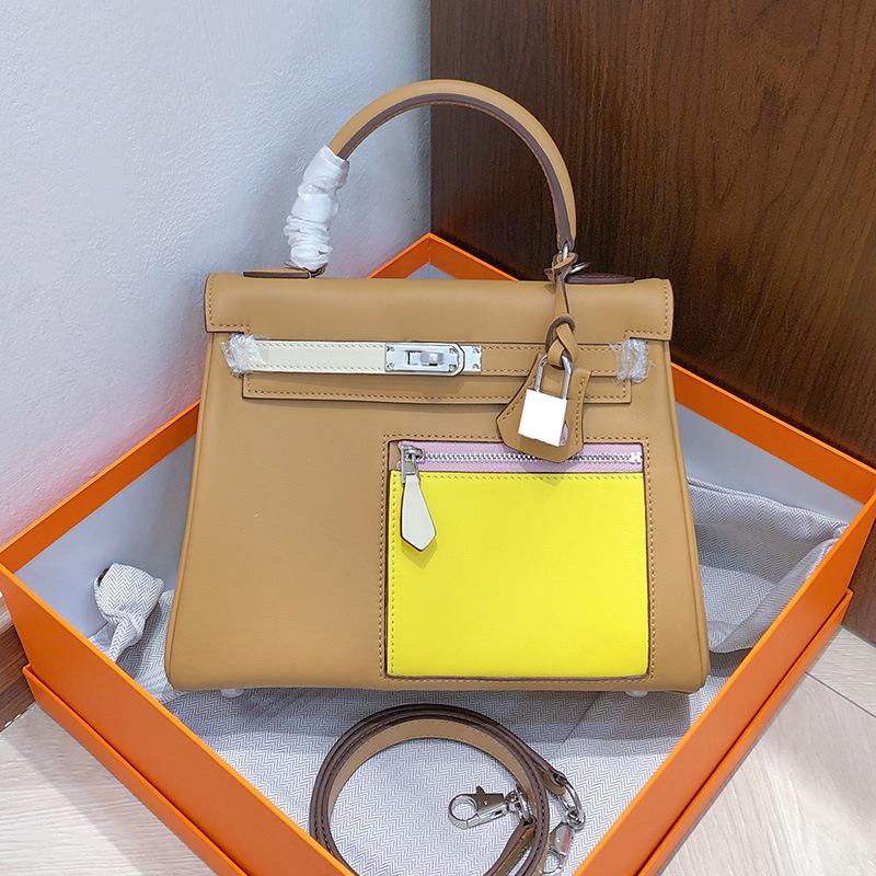 Top Layer Cowhide Handle Strap Shoulder Bag 2025 New Style High-Grade Fashion Color Handbag Single Leather Tote Bag Womens Bag