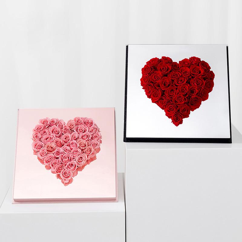 Magic Mirror Heart Flower Box: Preserved & Fresh Flower Gift Packaging