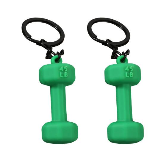 

2Pcs Keychain Pendant Zinc Alloy Texture Dumbbell Charm Lightweight Portable Key зелёный
