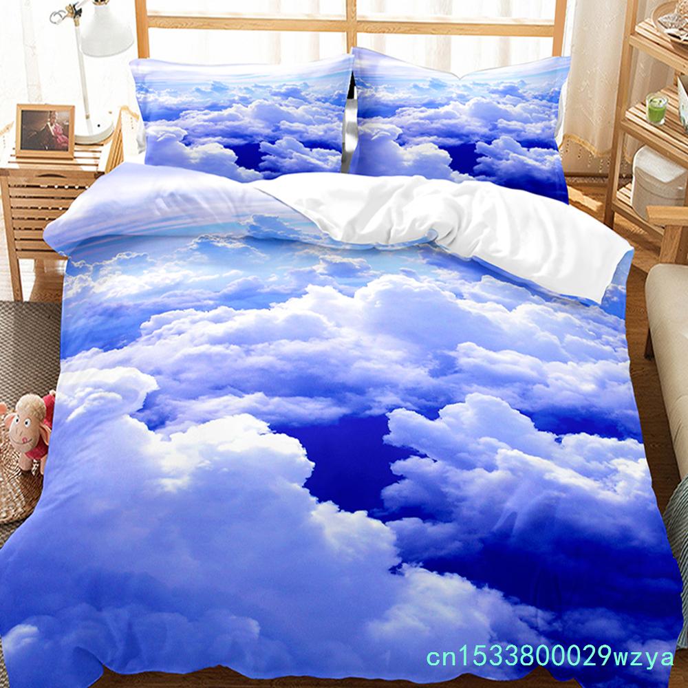 White Cloud Duvet Cover Set Comforter Cover Twin Full King Size For Kids Teens Adults Bedroom Decor Bedding Set With Pillowcase