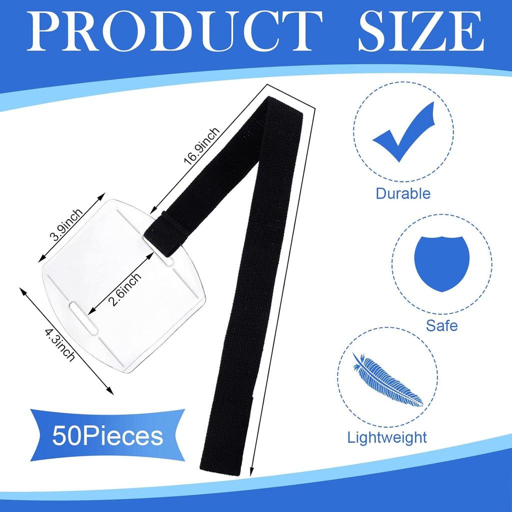 Meanplan 50 Pcs Arm Badge Holder Armband ID Badge Holder Bulk Visibility PVC with Adjustable Belt Elastic Armband Clear Name Tag for Work Pass,