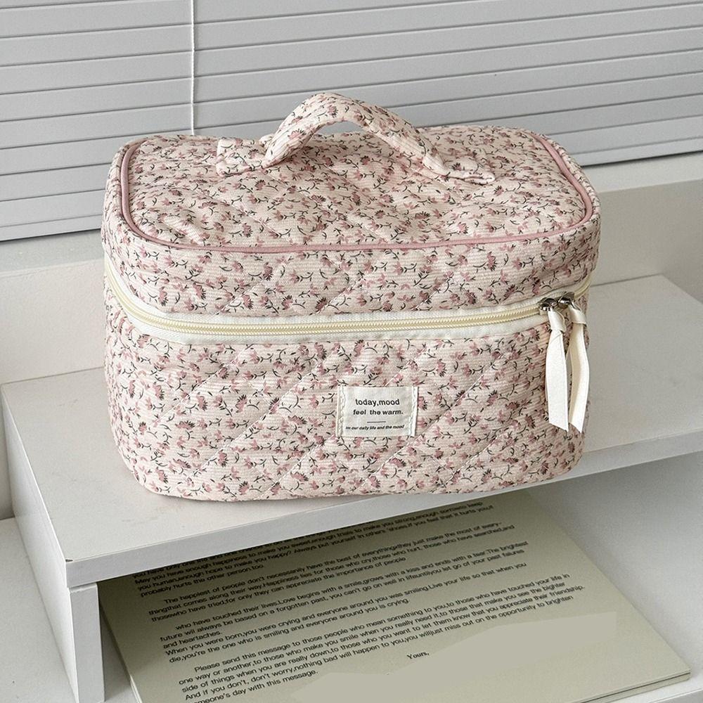 Süßer Kord Ästhetischer Kosmetik-Organizer Große Kapazität Reißverschluss Hautpflege Clutch Kulturbeutel Kosmetik