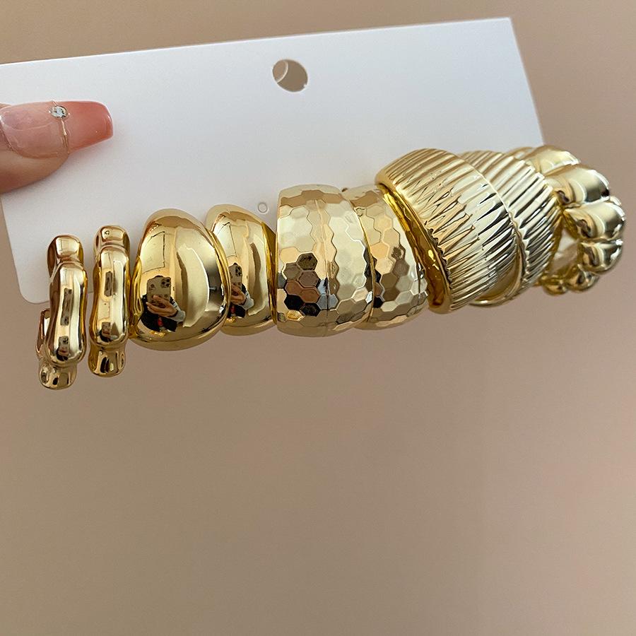 Six-Piece High-End Geometric Steel Stud Earrings Set