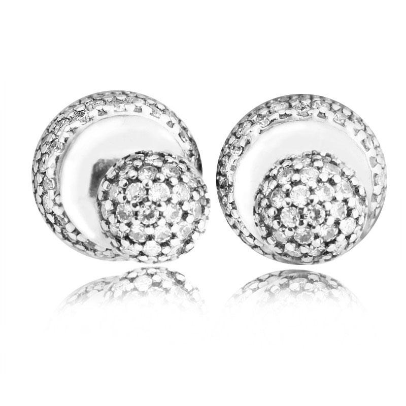 Echte 925 Sterling Silber Ohrringe Frauen Pave Tropfen, Klare CZ Ohrstecker Modeschmuck Pendientes Mujer
