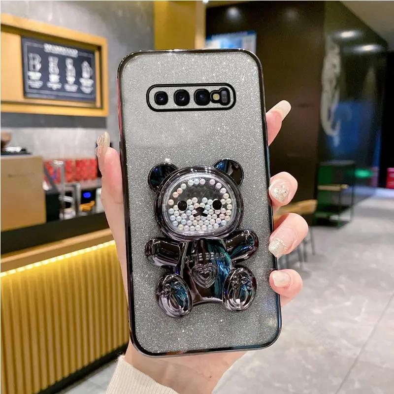 S10 Niedliche Bärenhalterhülle für Samsung Galaxy s10 plus s 10plus S10 Note10 20 Ultra plus Stand Cover s21fe s 20 Fe S23 FE