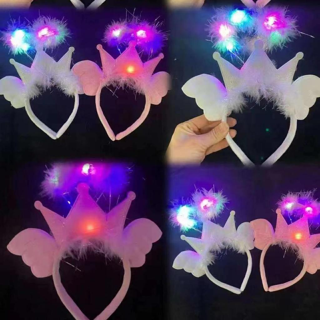 Luminous Feather Bunny Ear Plush Headband Hair Clip - Fun Accessories & Gifts