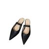 French Inner Heightening Pointed Toe Bag Head Half Slippers Women'S Outer Wear Spring And Summer Muller Shoes Mary Jane Sandals