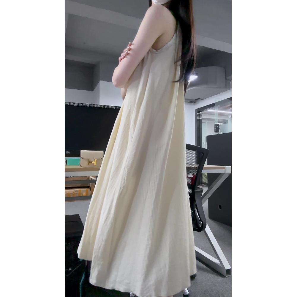 French Neck Sleeveless Dress for Women's Summer New Loose and Elegant Meat-covering Lazy Skirt Texture High-end Women