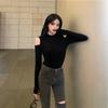 Autumn Korean Style Women's Off-Shoulder Long Sleeve T-Shirt - Trendy, Sexy, Slim Fit Cotton Top