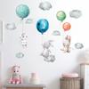 New Animal Cartoon Wall Stickers for Kids Rooms Balloon Bunny Decorative 3D Wall Stickers for Children Rooms Large Kids Wall Decals