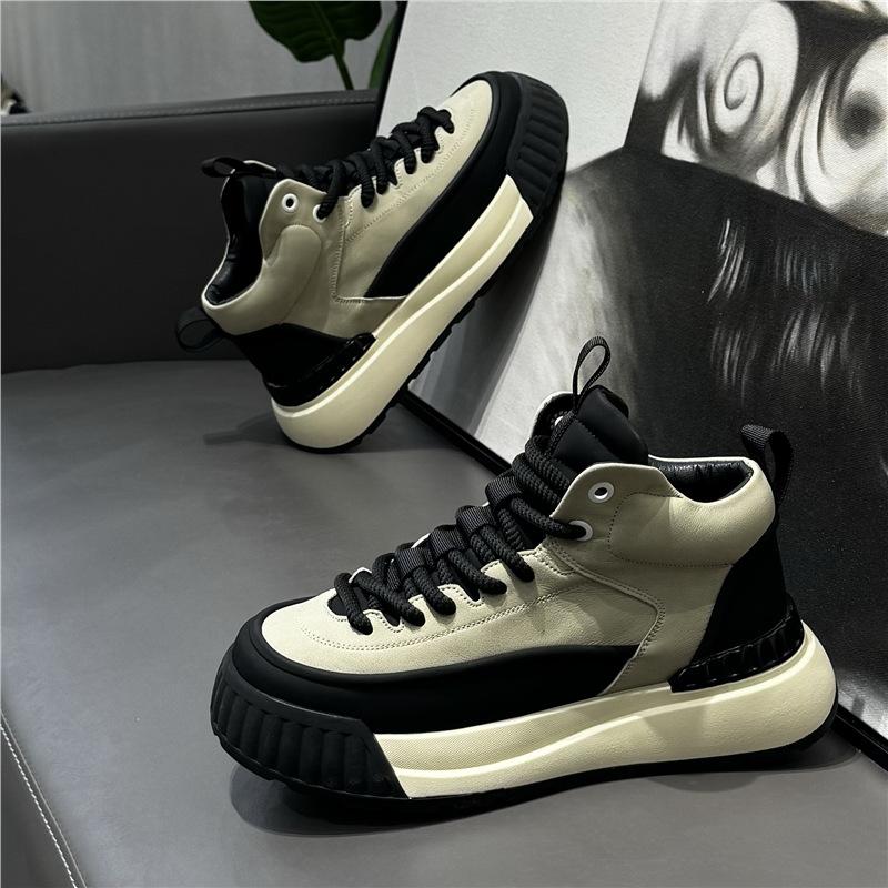Shoes spring new mid-top shoes trendy lace-up platform shoes outdoor sports and leisure shoes qs